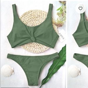 Scoop Neck Army Green Bikini